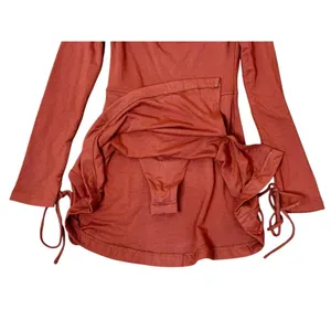 OH POLLY AMRYN Long Sleeve A-Line Mini Dress in Brick Sexy Inner Bodysuit Sz 2 thumbnail 10