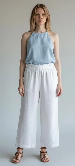 Abercrombie White Linen Blend Wide Leg Pants Lined Coastal Grandmother Boho S thumbnail 1