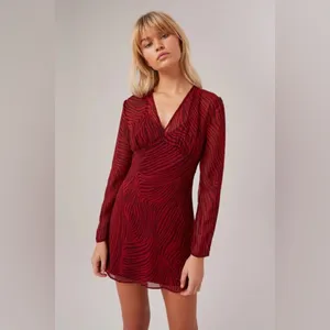 Dark Merlot Zebra Mini Dress Region | The Fifth Label thumbnail 3
