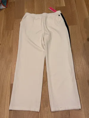 Lilly Pulitzer Luxletic UPF 50 Ivory Wide-Leg Track Pants with Black large‎ thumbnail 3
