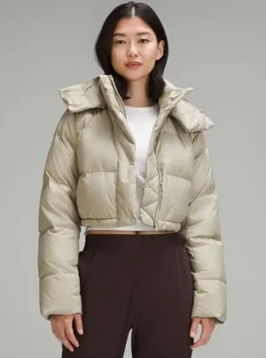 Lululemon Wunder Puff‎ Super-Cropped Jacket in Heathered Raw Linen Size: 12 thumbnail 1
