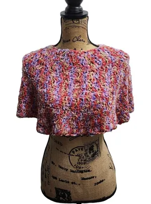 Dragon in Knots Crochet Bolero Shrug Button Closure Colorful Handmade‎ One Size thumbnail 1