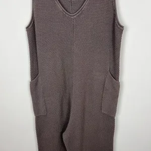 Free People‎ Beach Hailee Sweater Jumper Overalls Large Taupe FP Knit Pockets L thumbnail 9