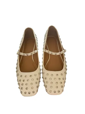 Ellidy Ballet Flat Studded Mary Jane embellished white leather Lolita glam thumbnail 7