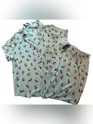 Kate Spade Large Scottie Dog Pajama Set Blue Short Sleeve Lounge Sleepwear NWT thumbnail 3