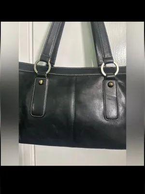 Flaw Vintage NORDSTROM Black Leather EAST WEST Bag Purse Handbag Satchel thumbnail 4