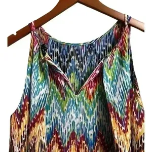 Zac & Rachel stacked multi color halter flowy blouse. Large thumbnail 3