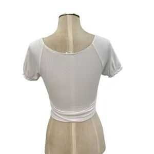 Aritzia Wilfred Free‎ Fortune Top Corset Puff Sleeve Ribbed White Size XS thumbnail 5