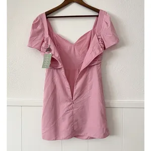H&M Pink Ruched Puff Sleeve Mini Dress S Cottagecore Coquette Romantic thumbnail 5