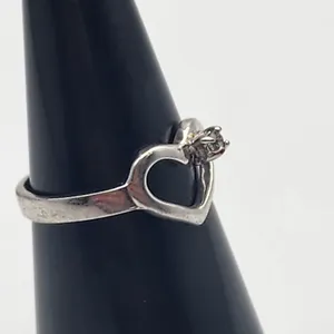 14K White Gold Plated Heart & CZ Ring (5) thumbnail 3