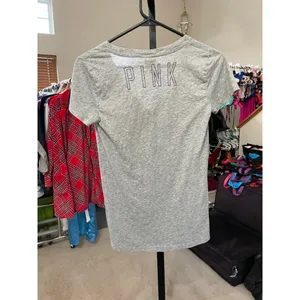 Women's PINK Victoria's Secret NFL Ravens Grey Purple Short Sleeve Tee XS thumbnail 3