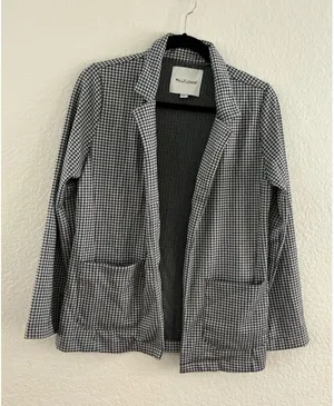 Wallflower Blazer Size M Houndstooth Knit Open Front Cardigan Jacket WNG13653T thumbnail 1