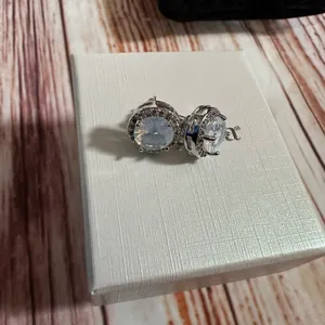 Piercing Pagoda Silver Moonstone CZ Halo Stud Earrings thumbnail 8