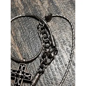 Brighton Seville‎ Cross Necklace Reversable Silver Gold 16" Two-Tone Scrollwork thumbnail 5