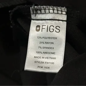 Figs Women’s Size L Black V-Neck Casma Three Pocket Medical Scrub Top FW1100 thumbnail 5