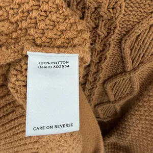 L.L. Bean signature fisherman cable knit funnel neck tan brown sweater womens XL thumbnail 3