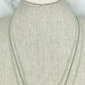 Silver Tone and Mint Skinny Dainty Triple Strand Heart Necklace thumbnail 3