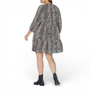 The Drop @Caralynmirand Leopard Print Tiered‎ V Neck Dress L thumbnail 2