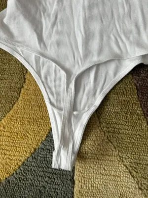 Wilfred Free Aritzia White Basic High Neck Ribbed Sleeveless Thong Bodysuit S thumbnail 5