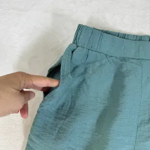Happily Grey Teal‎ Green Wide Leg Textured Elastic Waist Pants Small thumbnail 7