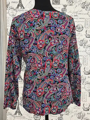 Lauren Ralph Lauren Paisley Print Long Sleeve Knit Top Size L thumbnail 4