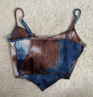 Blue and brown tie-dye corset top thumbnail 2