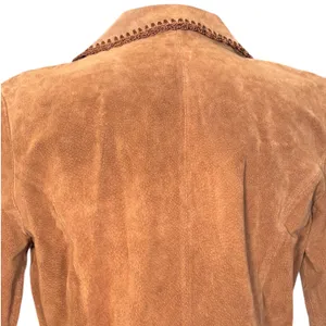 Vintage Brown Suede Tie Front Jacket Boho Western Patchwork Y2K Festival Hippie thumbnail 4