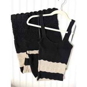 Evereve Correy Black Cream Striped Knit Maxi Dress Scoop Neck Sleeveless XS thumbnail 3