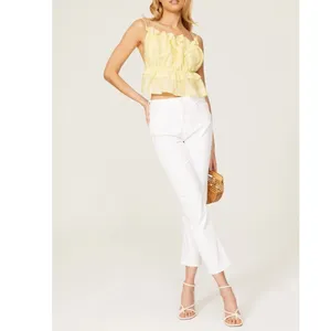 Bardot Margo Barely There Open Back Ruffle Top Yellow Large US 8 thumbnail 15
