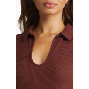 Women's FOURTEENTH PLACE Brown Long Sleeve Ribbed Dress XS thumbnail 5