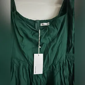 Reformation‎ Mica Emerald Green Long Sleeve Square Neck Midi Dress NWT 2 thumbnail 6