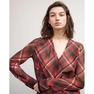 RAG & BONE Silk Victor Plaid Surplice Top Blouse Shirt Drapey High Low‎ Medium thumbnail 5
