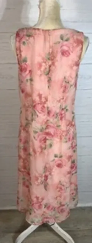 White Stag floral chiffon midi dress size 10 Y2K sleeveless thumbnail 4