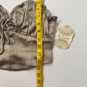 Altar'd State Taupe Satin Lace-Up Bustier Crop Top in Taupe Size Small NWT thumbnail 4