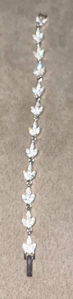 Vintage 80s Napier Silver Tone Leaf Link Tennis Bracelet USA thumbnail 1