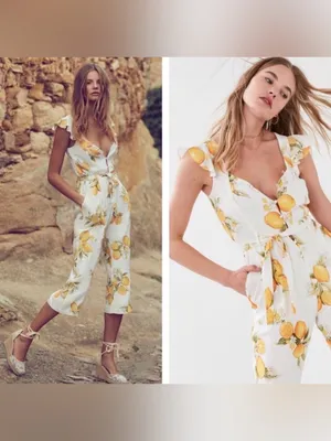For‎ Love And Lemons Lemon Print Limonada Tie Waist Jumpsuit size Small thumbnail 3