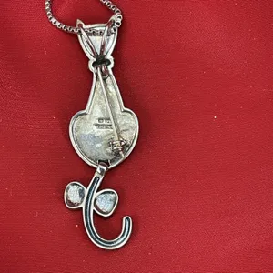 Silver 925 Cat‎ Pendant Marcasites Teardrop Mother of Pearl Body Moving Tail thumbnail 3
