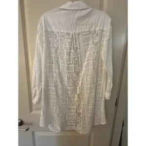 Becca by Rebecca Virtue White Button Down Cover Up Blouse Long Top Women's thumbnail 2