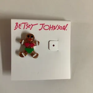 Betsey Johnson Holiday Glitter Beach Gingerbread Man 1 Single Earring As Shown. thumbnail 2