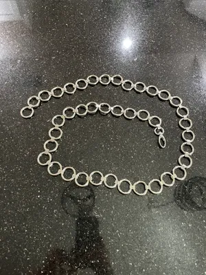 Silver Tone Metal Ring Chain Belt thumbnail 2