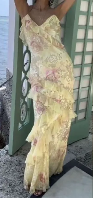 Amazon Pastel floral maxi dress ruffle embroidered butter heirloom print rialto summer thumbnail 1