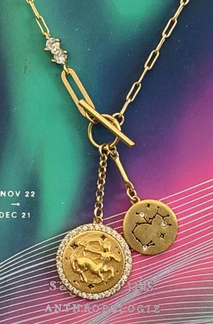Anthropologie x Tai DOUBLE COIN ZODIAC NECKLACE thumbnail 1