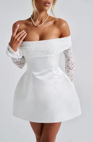 Baby Boo Georgianna Mini Dress, L, Ivory thumbnail 1
