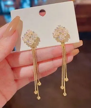 Fashion Delicate Flower Long Tassel Earrings for Women thumbnail 1