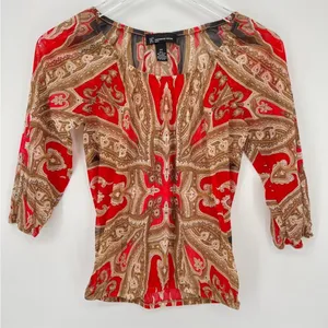 INC International Concepts size large Red sheer like top thumbnail 1