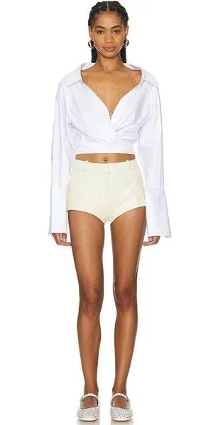 Lamarque Annaise Lamb Leather Shorts in White XSmall New Womens Hot thumbnail 10