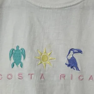 Vintage White Embroidered Costa Rica Cropped Tee thumbnail 2