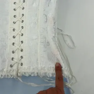 Y2K Coquette Cream Corset Top Sz S Bustier Lace Up Fairycore Bridal Goth thumbnail 9