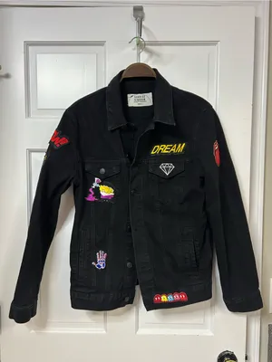 Black Embroidered Patch Denim Jacket - Dream thumbnail 3