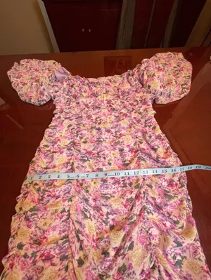 ASTR The Label Floral Ruched Puff Sleeve Mini Dress Purple Sz L Fairy Whimsical thumbnail 5